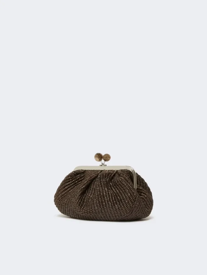 Kleine pasticcino-tas met raffia-effect, donkerbruin Kleine pasticcino-tas met raffia-effect, donkerbruin