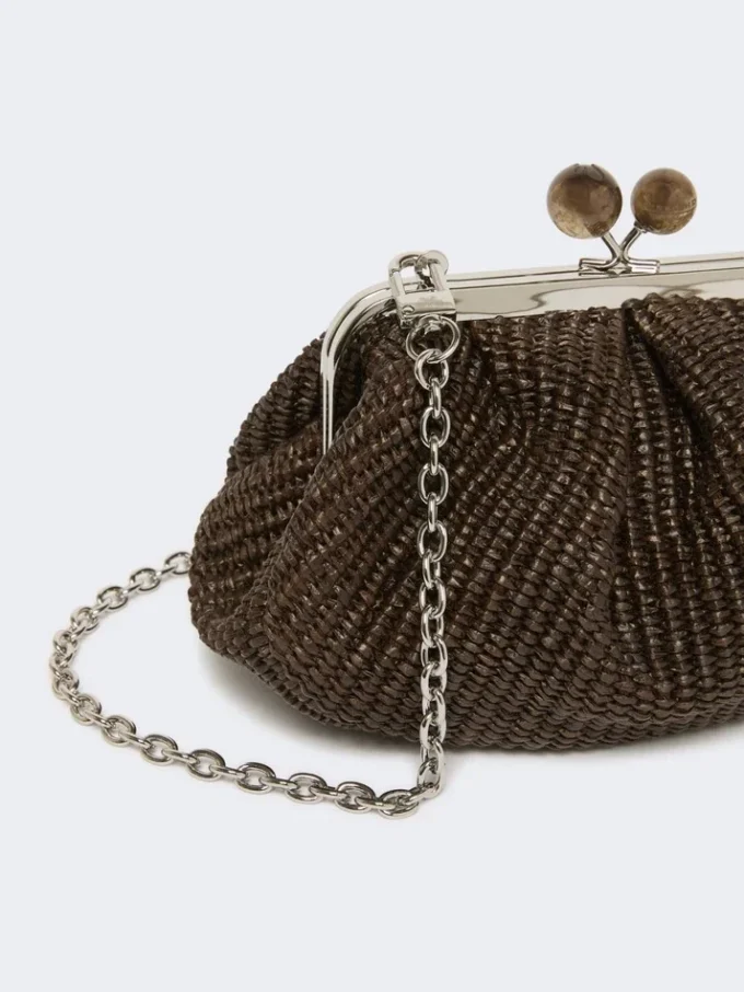Kleine pasticcino-tas met raffia-effect, donkerbruin Kleine pasticcino-tas met raffia-effect, donkerbruin
