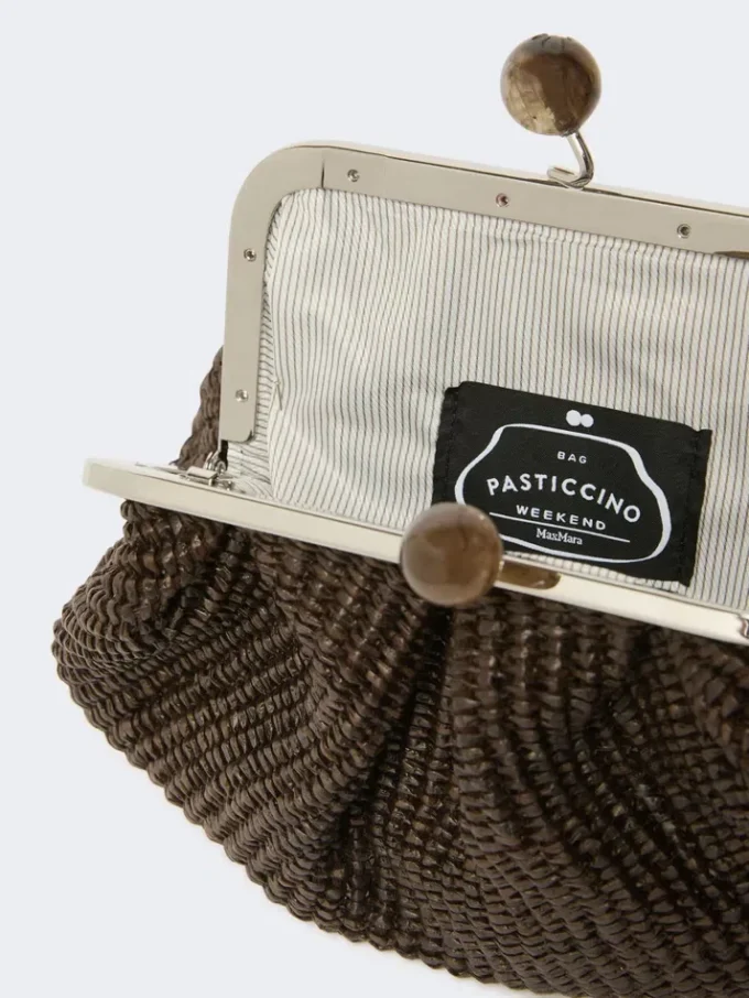 Kleine pasticcino-tas met raffia-effect, donkerbruin Kleine pasticcino-tas met raffia-effect, donkerbruin