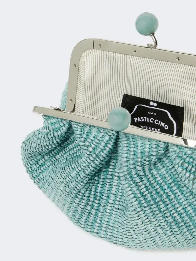 Kleine pasticcino-tas met raffia-effect, olie Kleine pasticcino-tas met raffia-effect, olie