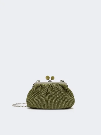 Kleine pasticcino-tas met raffia-effect, saliegroen