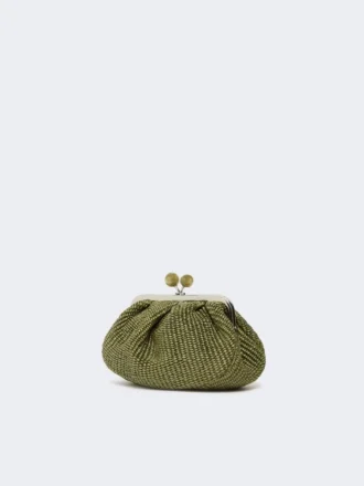 Kleine pasticcino-tas met raffia-effect, saliegroen