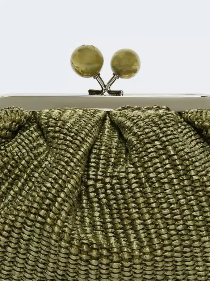 Kleine pasticcino-tas met raffia-effect, saliegroen Kleine pasticcino-tas met raffia-effect, saliegroen