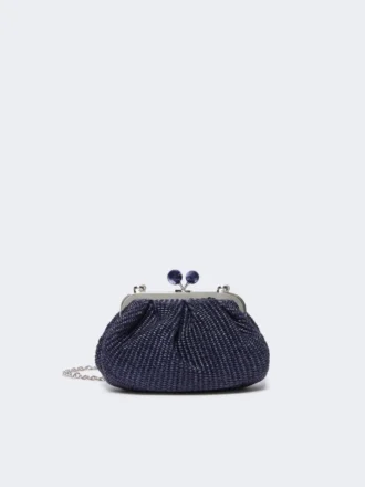 Kleine pasticcino-tas met raffia-effect, ultramarijn