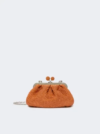 Kleine pasticcino-tas met raffia-effect, zalmkleurig