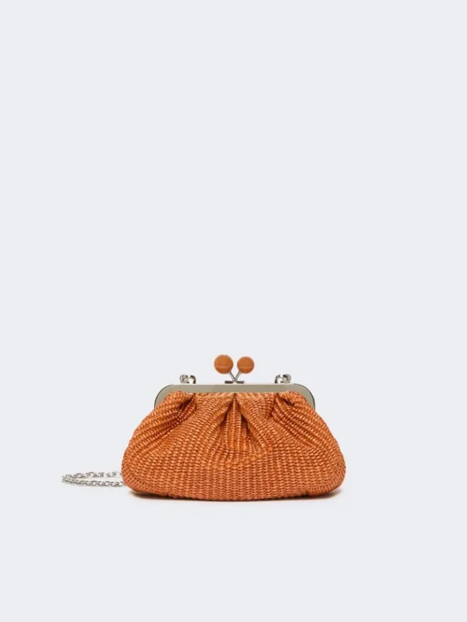 Kleine pasticcino-tas met raffia-effect, zalmkleurig Kleine pasticcino-tas met raffia-effect, zalmkleurig