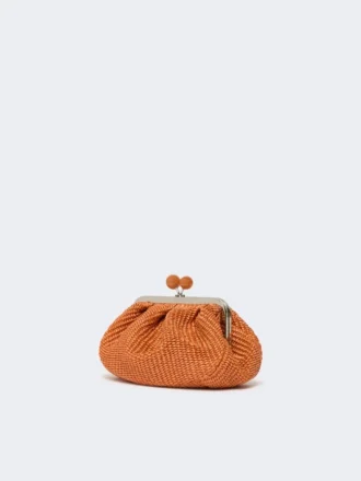 Kleine pasticcino-tas met raffia-effect, zalmkleurig