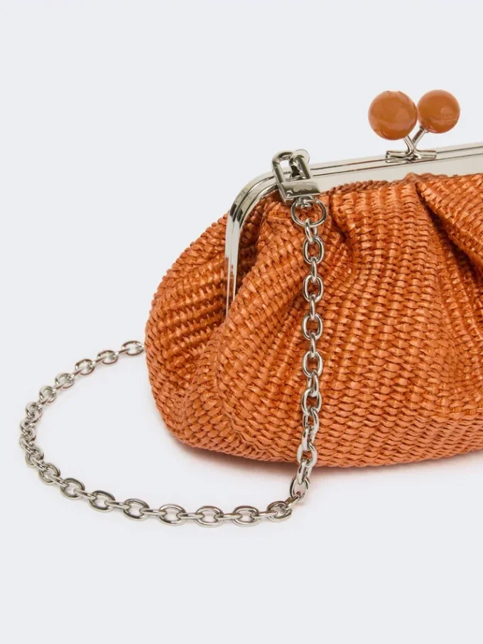 Kleine pasticcino-tas met raffia-effect, zalmkleurig Kleine pasticcino-tas met raffia-effect, zalmkleurig