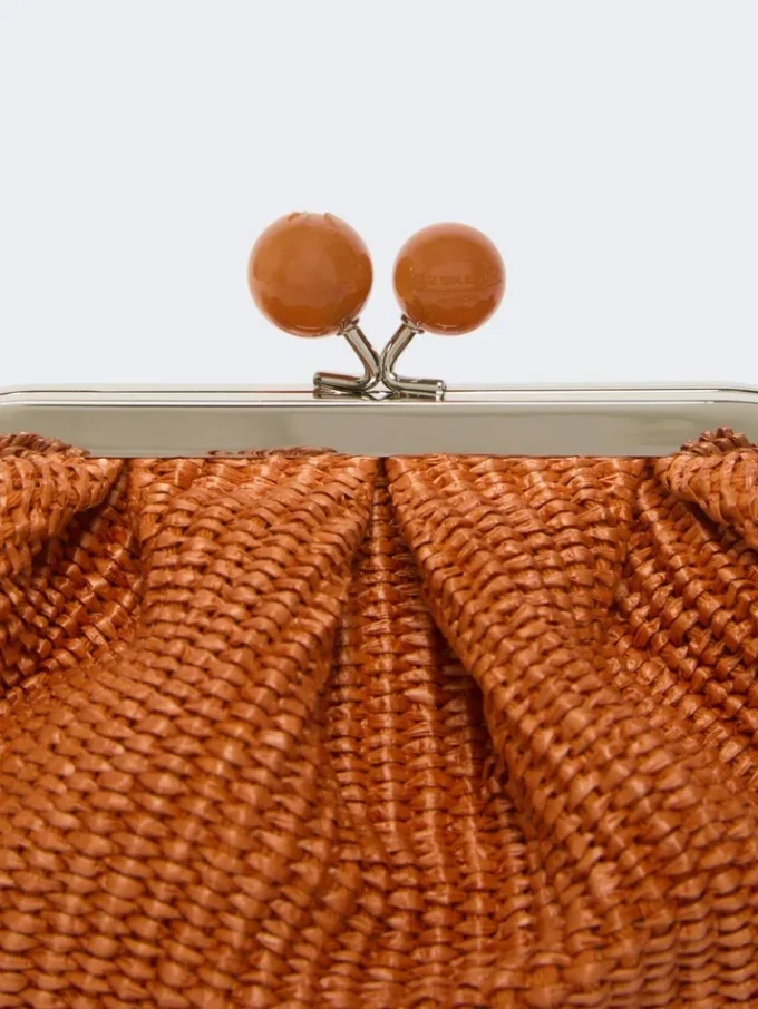 Kleine pasticcino-tas met raffia-effect, zalmkleurig Kleine pasticcino-tas met raffia-effect, zalmkleurig