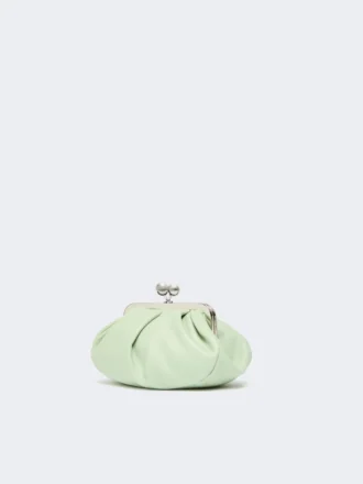 Kleine Pasticcino-tas van schapenleer, pastelgroen