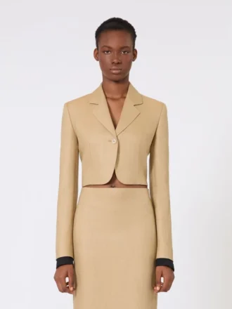 Kort jasje van linnen twill, camel