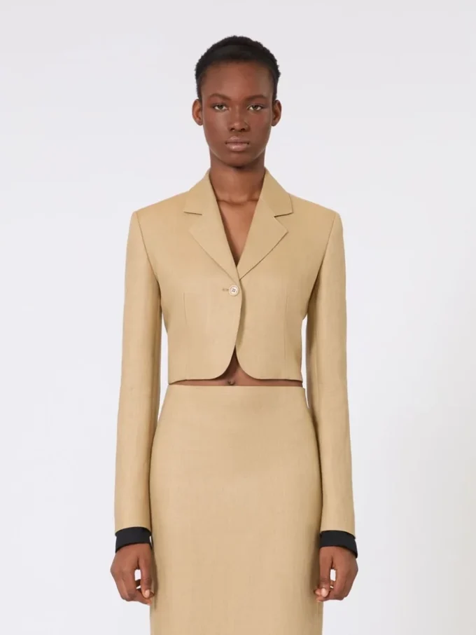 Kort jasje van linnen twill, camel Kort jasje van linnen twill, camel