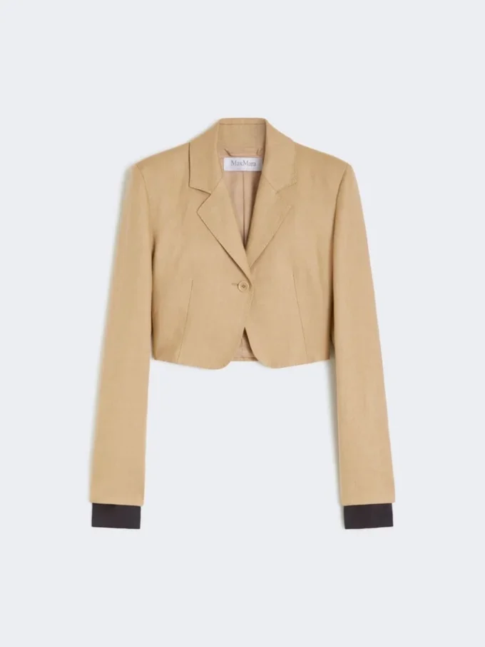 Kort jasje van linnen twill, camel Kort jasje van linnen twill, camel