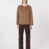 Kort jasje van wollen broadcloth, camel