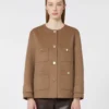 Kort jasje van wollen broadcloth, camel