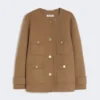 Kort jasje van wollen broadcloth, camel