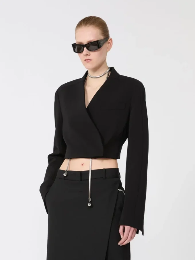 Kort jersey jasje, zwart