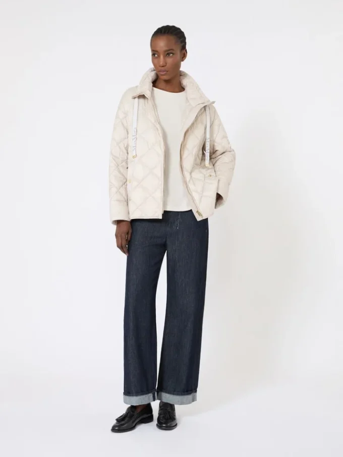 Kort waterafstotend canvas donsjack, zandkleur