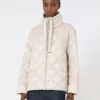 Kort waterafstotend canvas donsjack, zandkleur