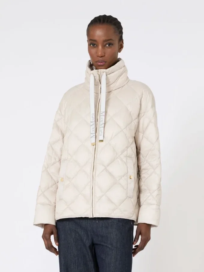 Kort waterafstotend canvas donsjack, zandkleur