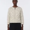Kort, waterafstotend gewatteerd jasje van canvas, zandkleur