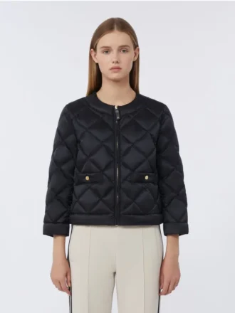 Kort, waterafstotend gewatteerd jasje van canvas, zwart