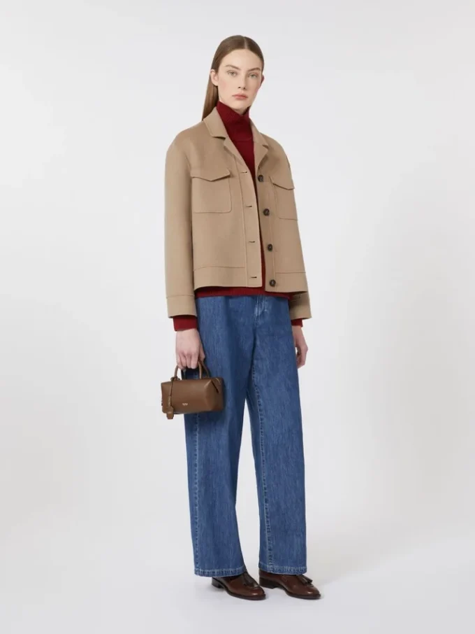Kort wollen jasje, beige