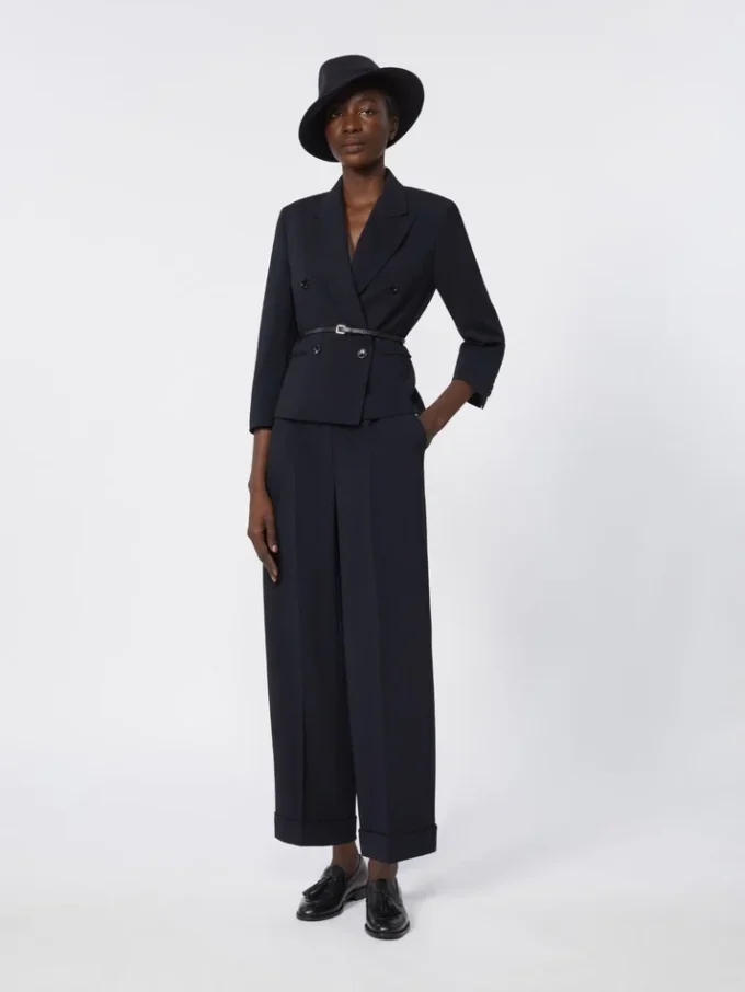 Wollen broek met hoge taille, ultramarijn