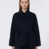 Korte jas van Pure Wool met dubbele rij knopen, middernachtblauw Korte jas van Pure Wool met dubbele rij knopen, middernachtblauw
