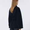 Korte jas van Pure Wool met dubbele rij knopen, middernachtblauw Korte jas van Pure Wool met dubbele rij knopen, middernachtblauw
