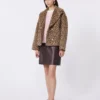 Peacoat van wolmix met patroon, camel