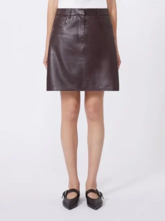 Korte leren rok, bordeaux