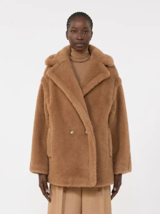 Korte Teddy Bear Icon Coat, camel