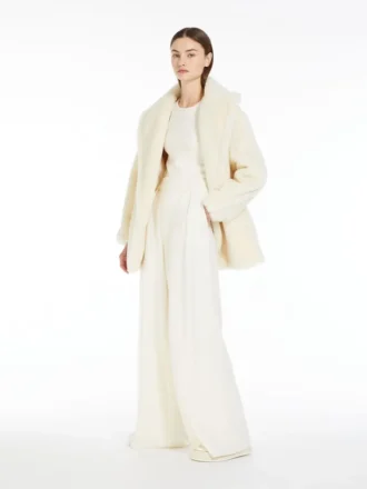 Korte Teddy Bear Icon Coat van alpaca en wol, wit
