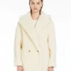 Korte Teddy Bear Icon Coat van alpaca en wol, wit