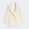 Korte Teddy Bear Icon Coat van alpaca en wol, wit