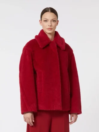Korte teddyjas van alpaca en wol, rood