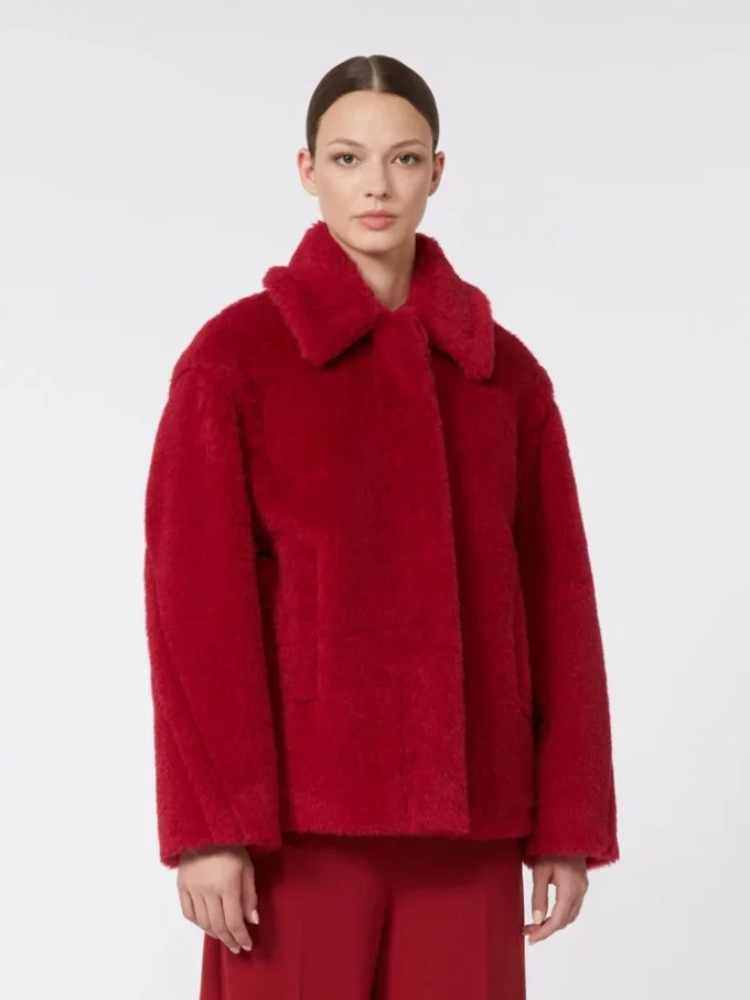 Korte teddyjas van alpaca en wol, rood