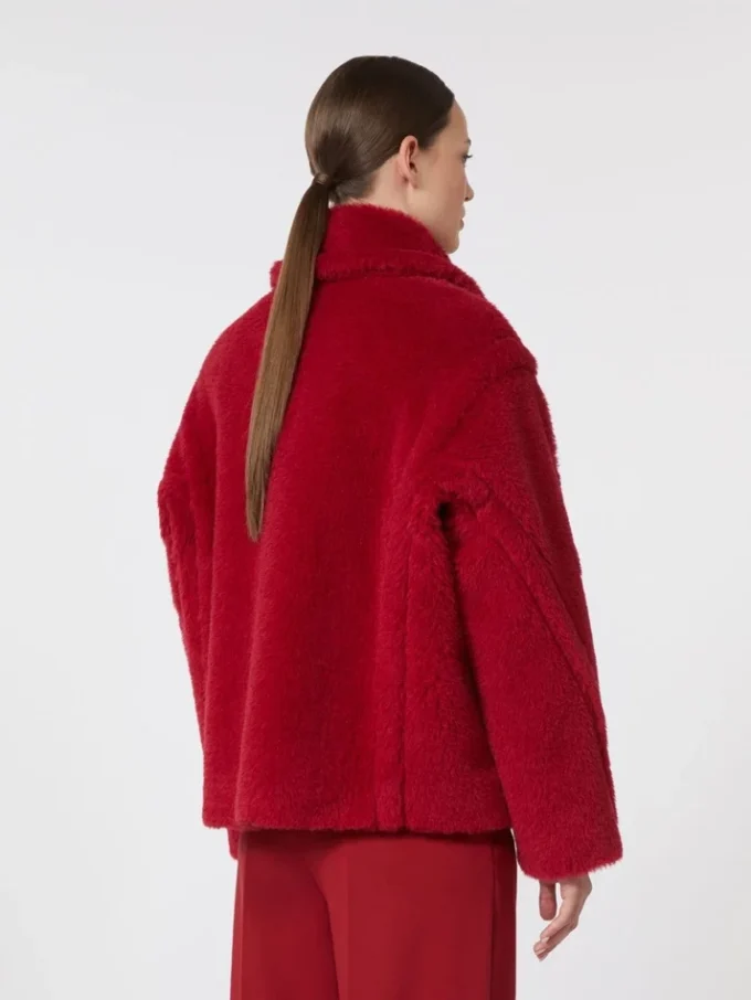 Korte teddyjas van alpaca en wol, rood