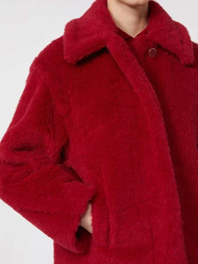 Korte teddyjas van alpaca en wol, rood