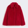 Korte teddyjas van alpaca en wol, rood