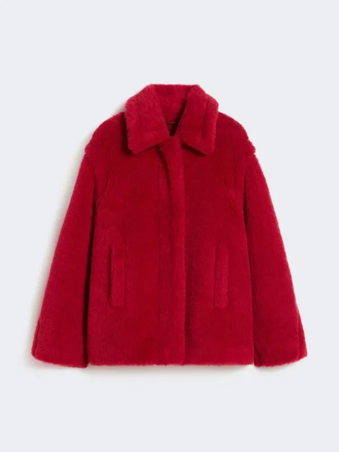 Korte teddyjas van alpaca en wol, rood