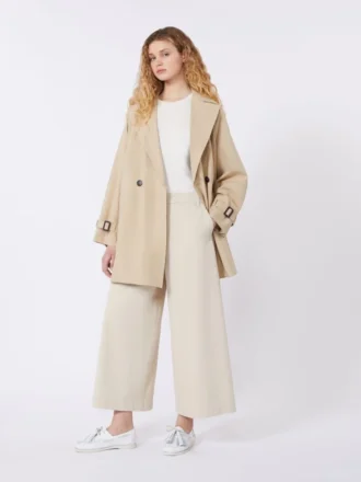 Korte trenchcoat van waterafstotend canvas, beige