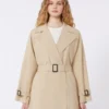 Korte trenchcoat van waterafstotend canvas, beige