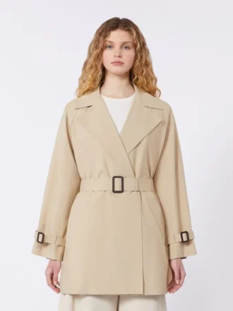 Korte trenchcoat van waterafstotend canvas, beige