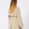 Korte trenchcoat van waterafstotend canvas, beige