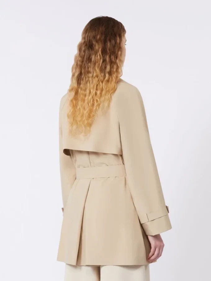 Korte trenchcoat van waterafstotend canvas, beige