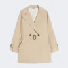 Korte trenchcoat van waterafstotend canvas, beige