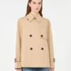 Korte, waterafstotende gabardine trenchcoat, beige Korte, waterafstotende gabardine trenchcoat, beige