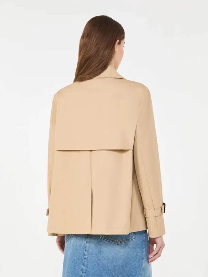 Korte, waterafstotende gabardine trenchcoat, beige Korte, waterafstotende gabardine trenchcoat, beige